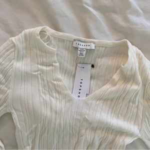 Topshop Ribbed V-Neck Sweater